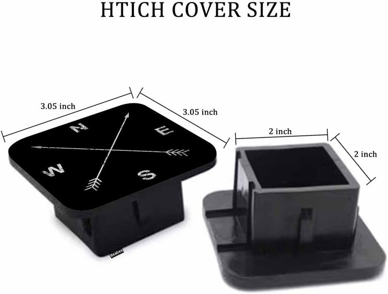 Beabes Compass Truck Hitch Covers Grunge Sailor Adventure Compass Rose Rubber Trailer Hitch Covers Receiver Plug Cap Fits for Any 2"X2" Square Receiver Tube for Sedans Cars SUVs, Black - Image 2